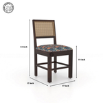 Chair with dimensions labeled on a white background - Walnut