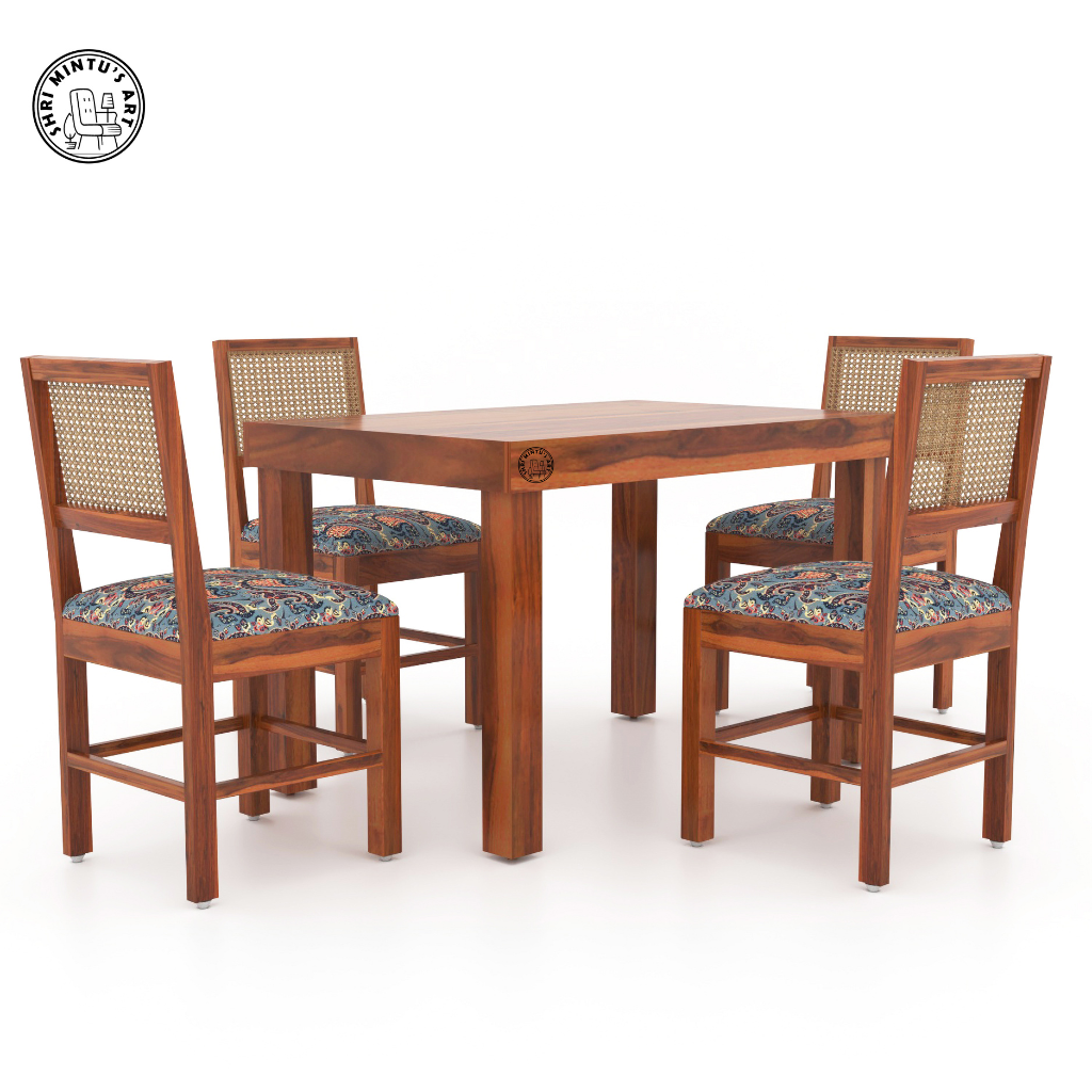 4 Seater Solid Sheesham Wood Dining Table Set – Shri Mintus Art