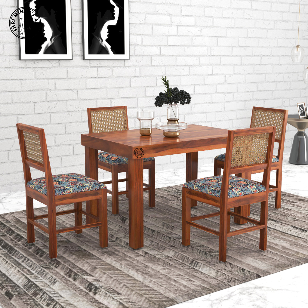 4 Seater Solid Sheesham Wood Dining Table Set – Shri Mintus Art