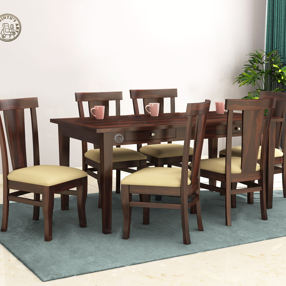 Wallet Solid Sheesham Wood 4 Seater Dining Set – Shri Mintus Art