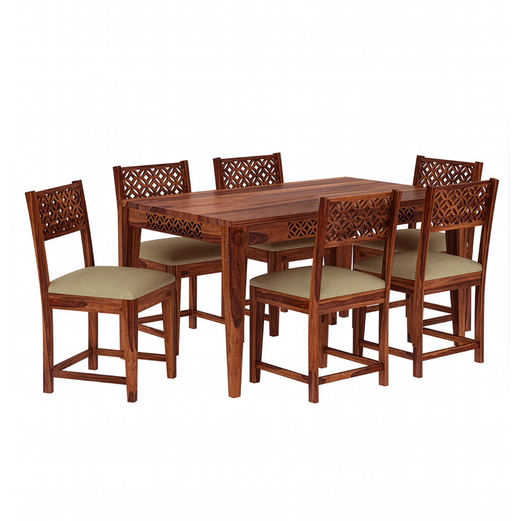 Frond Solid Sheesham Wood 6 Seater Dining Set – Shri Mintus Art