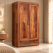 Aaranya Solid Sheesham Wood 2-Door Wardrobe