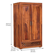 Aaranya Solid Sheesham Wood 2-Door Wardrobe