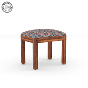 Wooden stool with patterned cushion on a white background - Honey