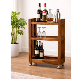Shaon Solid Sheesham Wood Bar Trolley