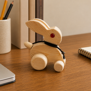 Handmade Wooden Bunny Pull Along Toy