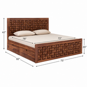 Zon Sheesham Wood Bed With Storage