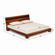 Brown Sheesham Wood Low Floor Double Bed
