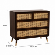 Aaroh Cane Front Solid Wood Chest of Drawers