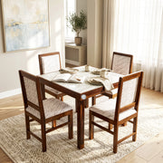 Nora Sheesham Wood 4 Seater Dining Set With Marble Top