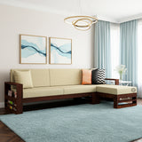 Luxe L-Shaped Solid Wood Sofa Set