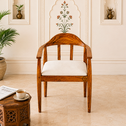 Vobel Sheesham Wood Armchair With Cushion