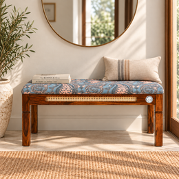 Avni Solid Sheesham Wood Cane Bench