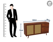 Piero Wooden Cane Door Sideboard
