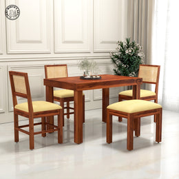 Mani Sheesham Wood 4 Seater Dining Set With Bench