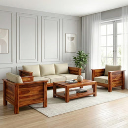 Fustin 5 Seater Solid Wood Sofa