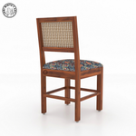 Wooden chair with a woven backrest and patterned cushion on a white background - Honey