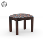 Wooden stool with patterned cushion on a white background - Walnut