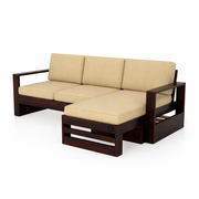 Luxe L-Shaped Solid Wood Sofa Set