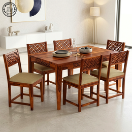 Frond Sheesham Wood 6 Seater Dining Set