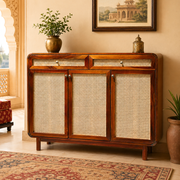 Raphia Solid Wood Shoe Rack