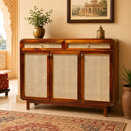 Raphia Solid Wood Shoe Rack