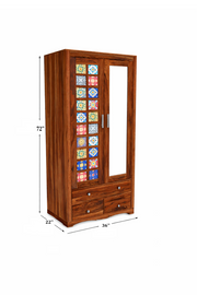 Ceramiq Solid Wood Wardrobe with Mirror
