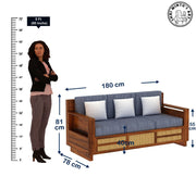 Allan 3 Seater Solid Wood Sofa